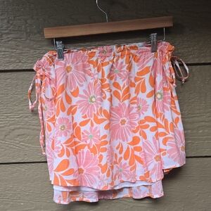 Aerie Side Tie Orange Floral Skirt XL